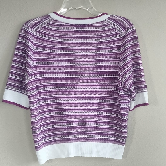 Veronica Beard Size Medium Purple Striped Women's V-neck Cardigan - Picture 7 of 10